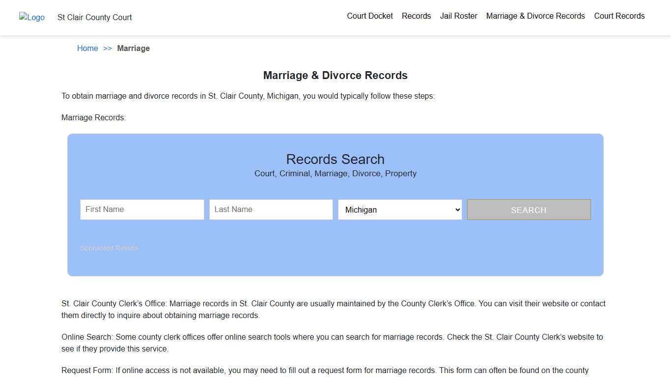 Marriage & Divorce Records St Clair County Court